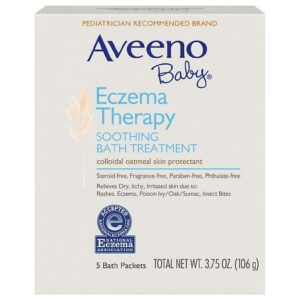 Aveeno Baby Eczema Therapy Soothing Bath Treatment With Natural Oatmeal Single Use Packets - 0.75 oz x 5 pack