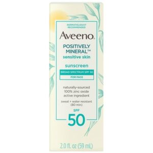 Aveeno Positively Mineral Sensitive Face Sunscreen SPF 50 Fragrance-Free - 2.0 fl oz