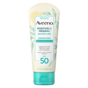 Aveeno Positively Mineral Sensitive Sunscreen Lotion SPF 50 Fragrance-Free - 3.0 fl oz