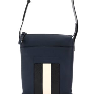 BALLY BAUMAS LEATHER BAG OS Blue, White, Black Leather