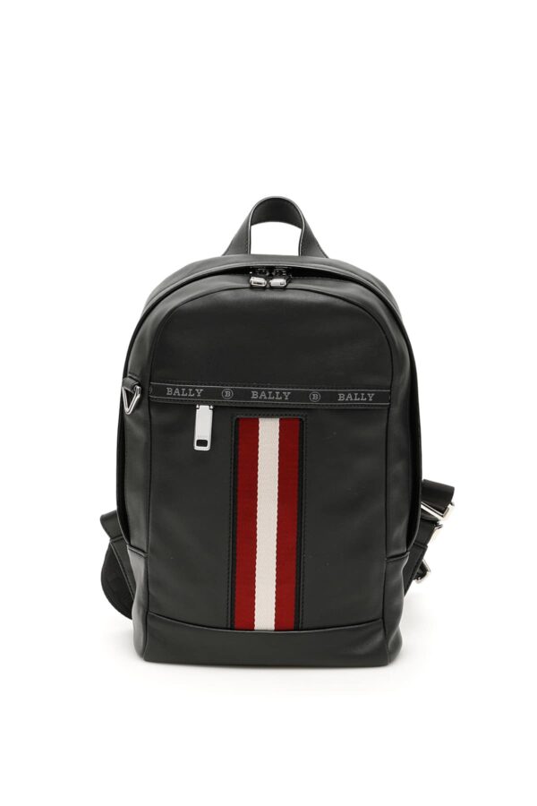 BALLY TRAINSPOTTING HARI LEATHER BACKPACK OS Black, White, Red Leather