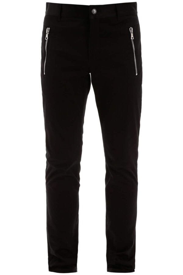 BALMAIN SLIM CHINO PANTS 50 Black Cotton