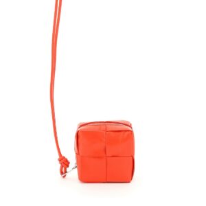 BOTTEGA VENETA CASSETTE NECK POUCH PAPER CALF OS Red, Orange Leather