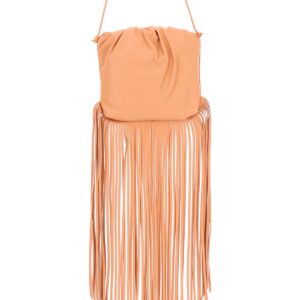 BOTTEGA VENETA FRINGED NAPPA BAG OS Orange, Pink Leather