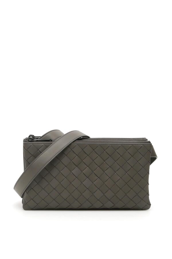 BOTTEGA VENETA INTRECCIATO MESSENGER BAG OS Grey Leather