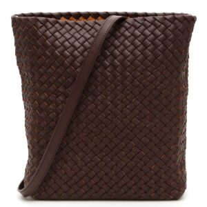 BOTTEGA VENETA INTRECCIO BUCKET BAG OS Brown, Beige Leather