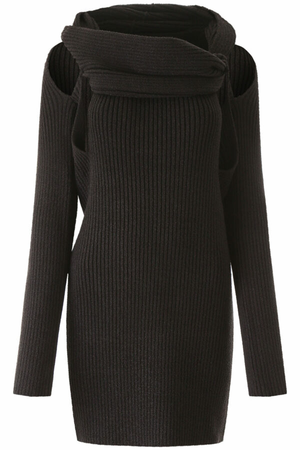 BOTTEGA VENETA RIBBED KNIT DRESS 40 Brown Silk