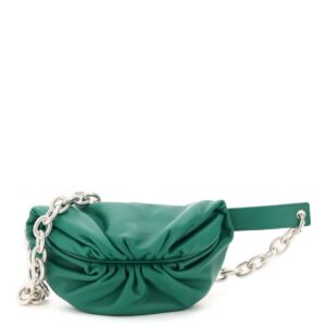 BOTTEGA VENETA THE POUCH MINI CHAIN BELT BAG OS Green Leather