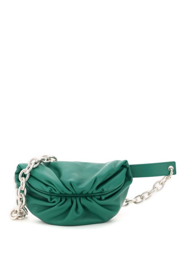 BOTTEGA VENETA THE POUCH MINI CHAIN BELT BAG OS Green Leather