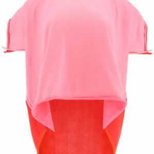 BOTTEGA VENETA TWO-TONE DRAPED T-SHIRT M Pink, Red