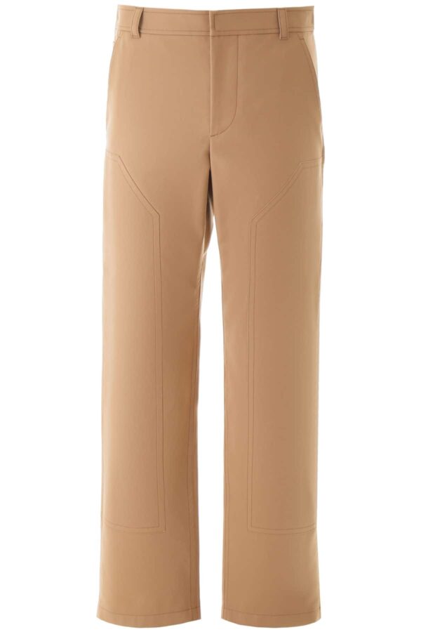 BURBERRY COTTON TWILL TROUSERS 46 Brown Cotton