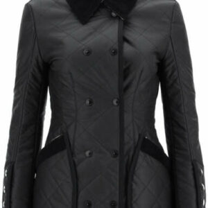 BURBERRY DIAMOND-QUILTED HORSE RIDING JACKET 6 Black Cotton