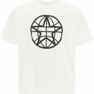 BURBERRY GLOBE PRINT T-SHIRT XS White, Black Cotton