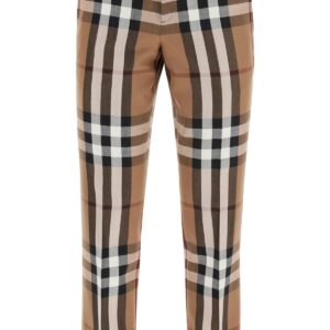 BURBERRY HOUSE CHECK WOOL TROUSERS 46 Brown, Black, White Wool