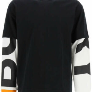 BURBERRY T-SHIRT CON LOGO SULLE MANICHE S Black, White, Orange Cotton