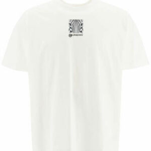 BURBERRY T-SHIRT WITH COLLAGE PRINT M White Cotton