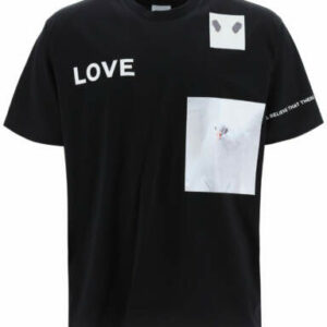 BURBERRY T-SHIRT WITH COLLAGE PRINTS S Black Cotton