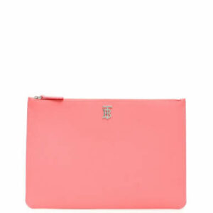 BURBERRY TB LOGO PHYLLIS POUCH OS Pink Leather