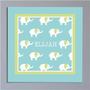 Baby Elephants Personalized Wall Canvas