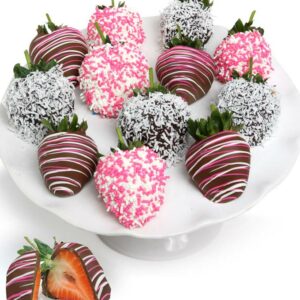 Baby Girl Chocolate Covered Strawberries - 12 Pieces - Regular