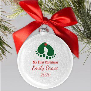 Baby Mistletoe Glass Ornament Personalized Ornament