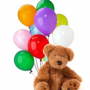 Balloons - Dozen Balloons & Teddy Bear - Regular
