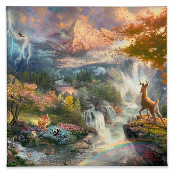 ''Bambi's First Year'' Gallery Wrapped Canvas by Thomas Kinkade Studios Official shopDisney