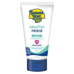 Banana Boat Sensitive 100% Mineral Face Sunscreen Lotion SPF 50+ - 3.0 fl oz