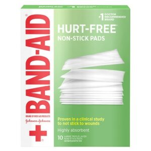 Band-Aid Hurt-Free Non-Stick Pads, Large, 3 In X 4 In Large - 10.0 ea