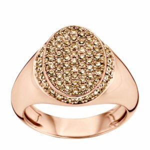 Bare Fine Rose Gold And Diamond Signet Classic Ring