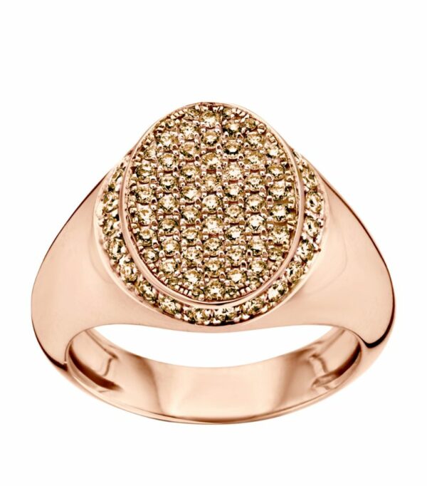 Bare Fine Rose Gold And Diamond Signet Classic Ring