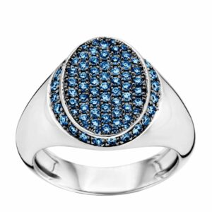 Bare Fine White Gold And Blue Sapphire Signet Classic Ring