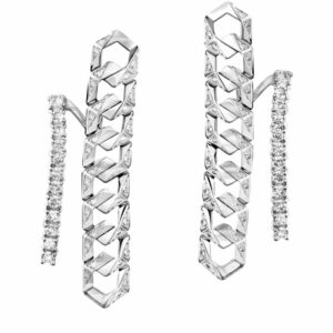 Bare Fine White Gold And Diamond Bond Signature Earrings