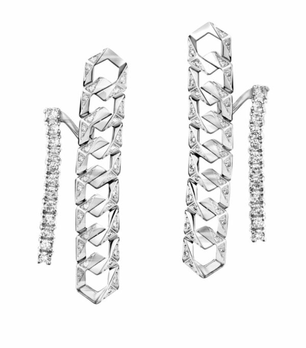 Bare Fine White Gold And Diamond Bond Signature Earrings