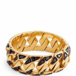 Bare Fine Yellow Gold And Black Diamond Bond Signature Ring