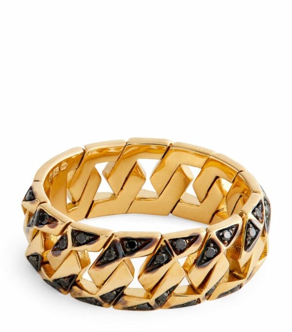 Bare Fine Yellow Gold And Black Diamond Bond Signature Ring