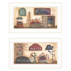 "Bath" Collection By Pam Britton, White Frame