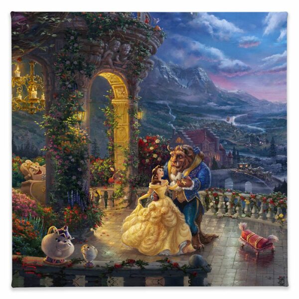 ''Beauty and the Beast Dancing in the Moonlight'' Gallery Wrapped Canvas by Thomas Kinkade Studios Official shopDisney