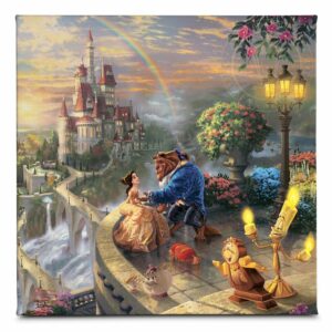 ''Beauty and the Beast Falling in Love'' Gallery Wrapped Canvas by Thomas Kinkade Official shopDisney