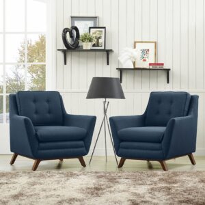 Beguile 2 Piece Upholstered Fabric Living Room Set in Azure