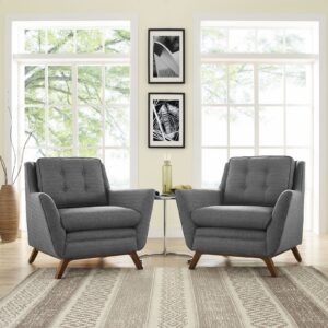 Beguile 2 Piece Upholstered Fabric Living Room Set in Gray