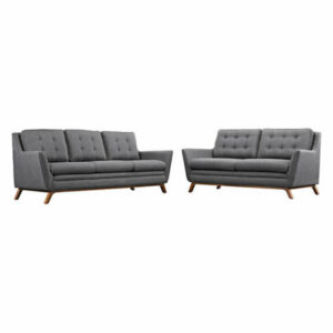 Beguile Living Room Furniture Upholstered Fabric 2-Piece Set, Gray