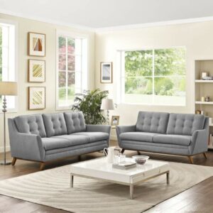 Beguile Living Room Set Upholstered Fabric Set of 2 in Expectation Gray