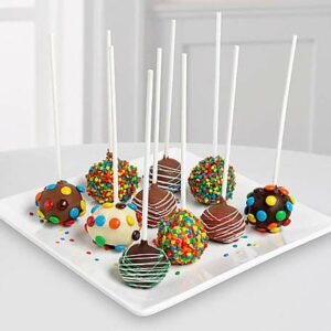 Belgian Chocolate Dipped Birthday Celebration Cake Pops-10-piece