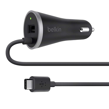 Belkin 15W USB-C Car Charger with Hardwired USB-C Cable and USB-A Port