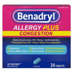 Benadryl Allergy Plus Congestion Ultratabs Allergy Medicine - 24.0 ea