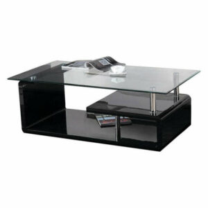 Best Master Global Rectangular Glass Living Room Coffee Table in Black