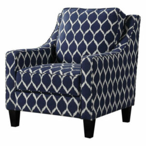 Best Master Tori Fabric Upholstered Living Room Arm Chair in Blue/Off-