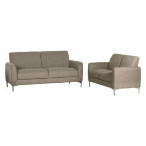 Best Master Tuscany 2-Pc Polyester Fabric Living Room Set in Wheat/Sil