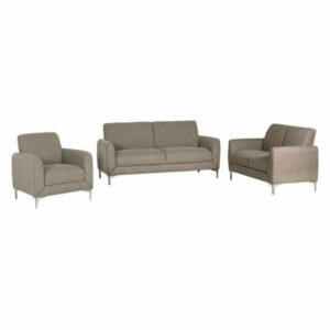 Best Master Tuscany 3-Pc Polyester Fabric Living Room Set in Wheat/Sil